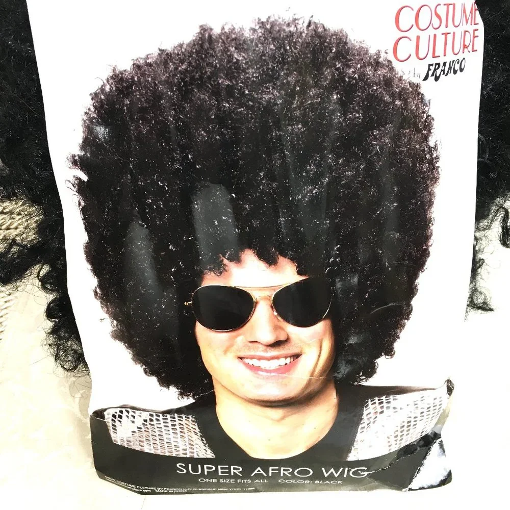 70's Afro Super Wig Costume Culture Franco Black NWT